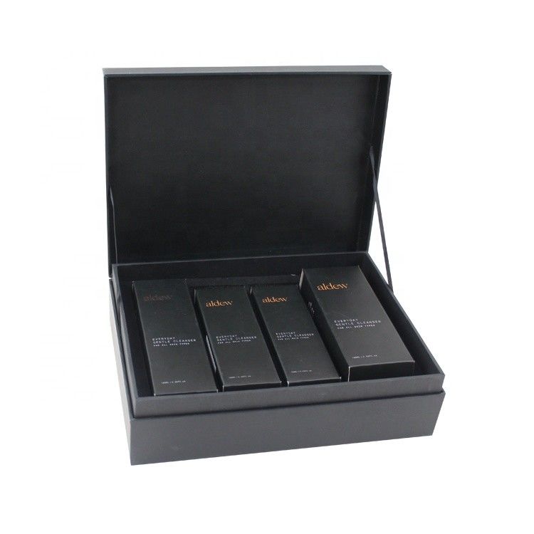 Schwarze Magnetdeckel Kosmetische Geschenkboxen für Luxus-Hautpflegeproduktsets Verpackung