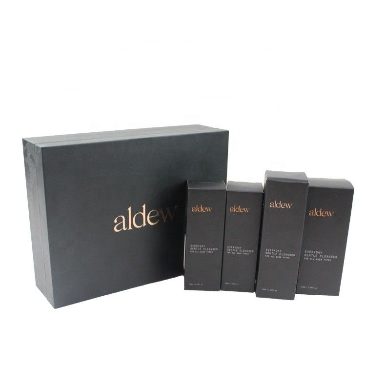 Schwarze Magnetdeckel Kosmetische Geschenkboxen für Luxus-Hautpflegeproduktsets Verpackung
