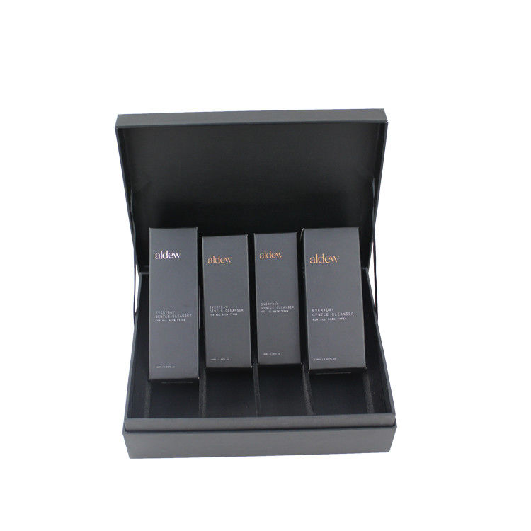 Schwarze Magnetdeckel Kosmetische Geschenkboxen für Luxus-Hautpflegeproduktsets Verpackung