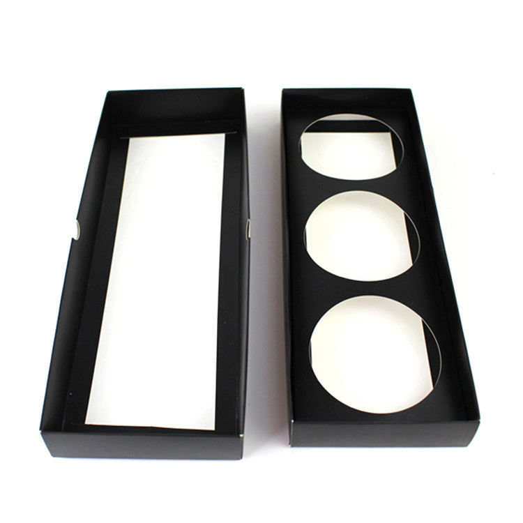 Faltbares 3 Satz-Lippenbalsam-Verpackenkasten-Schwarz-Halter-kosmetisches Glas mit Pappeinsatz