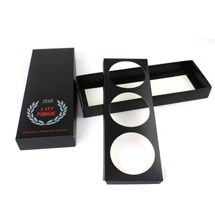 Faltbares 3 Satz-Lippenbalsam-Verpackenkasten-Schwarz-Halter-kosmetisches Glas mit Pappeinsatz
