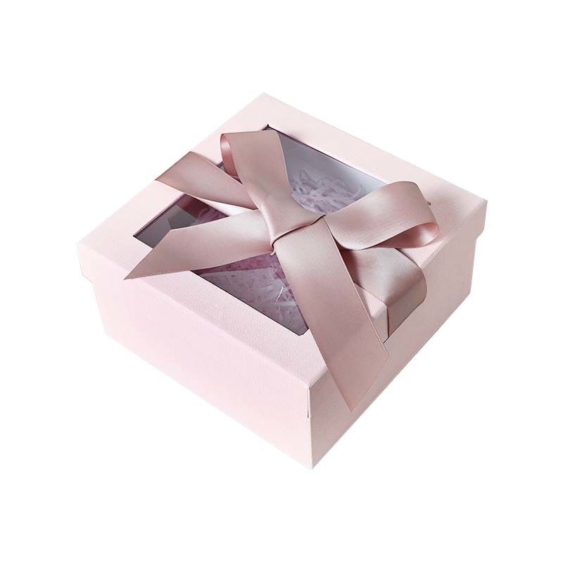 Kundengebundene rosa Geschenkbox Quadrat Recentage mit Band