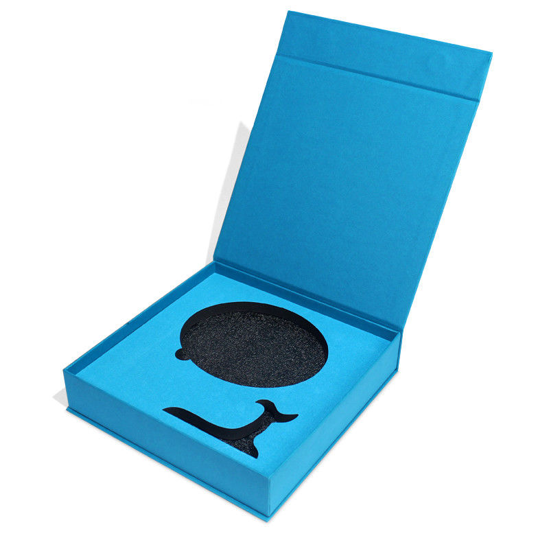Blaue Magnet-Geschenkverpackung für Produkte mit Schaum und kundenspezifischem Design