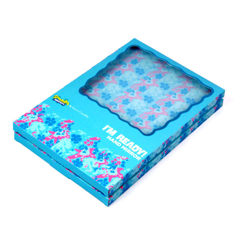 Verpackung für Geschenkboxen aus blauem Papier mit klarem Fenster für Kosmetische Spiegel