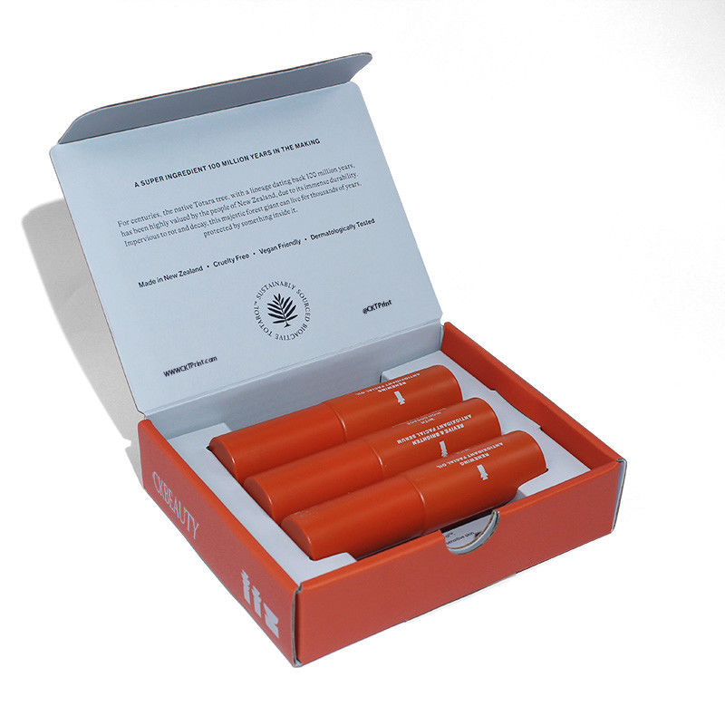 Custom Lippenstäbchen Leere Kisten Fashion Desigh Orange Magnetpapierbox vom Verpackungshersteller