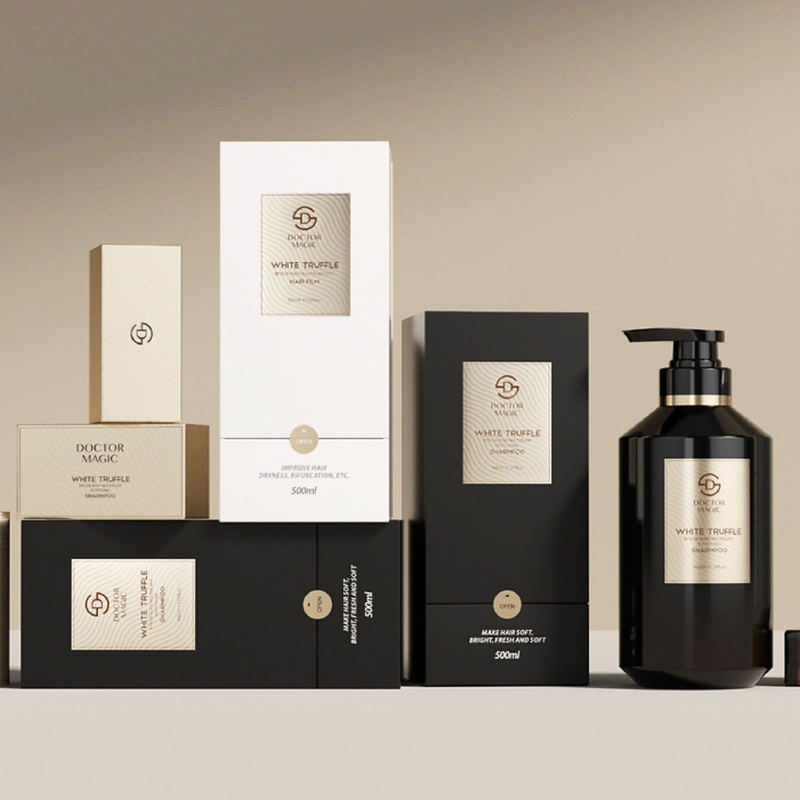 3 Flaschen starre Flaschenrolle auf Parfümschachtel in Gold schwarz Luxus-Kosmetikverpackung mit Magnetverschluss