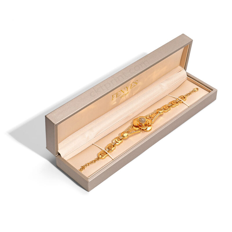Champagnergold-Luxus-Schmuckschatulle mit individuellem Logo und recycelten Materialien für elegante Geschenkverpackung