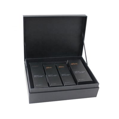 Schwarze Magnetdeckel Kosmetische Geschenkboxen für Luxus-Hautpflegeproduktsets Verpackung