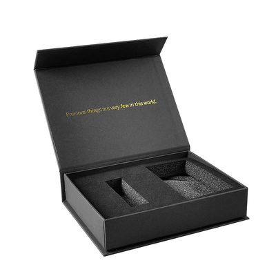 Kundenspezifische feste magnetische Geschenkbox-Schwarz-Samt-Schaum-Kleineinsätze