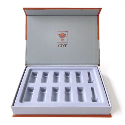 Orange elegantes Schönheits-Kasten-Geschenk stellte kundenspezifische Glasflaschen-Halter-Einsätze ein