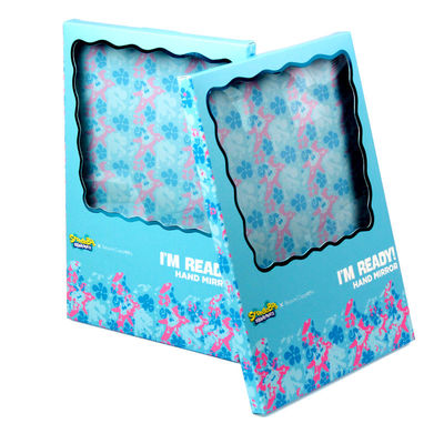 Verpackung für Geschenkboxen aus blauem Papier mit klarem Fenster für Kosmetische Spiegel